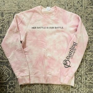 Port & Company “Her Battle Is Our Battle” Crewneck in Sky Pink - S